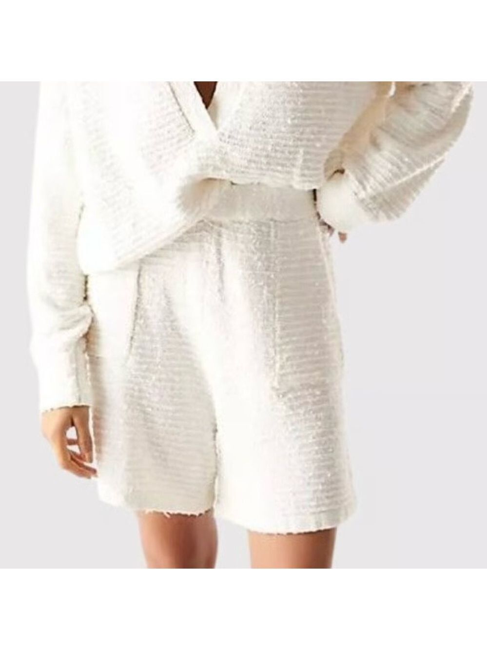 Free People FP Beach Carter Shorts White XS Oversized Textured Travel Breach